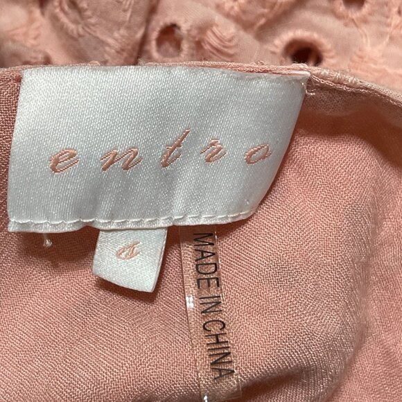 Entro Eyelet Mini Dress Pink Blush (READ) S Small V-Neck Guest Dress Party - Picture 5 of 8